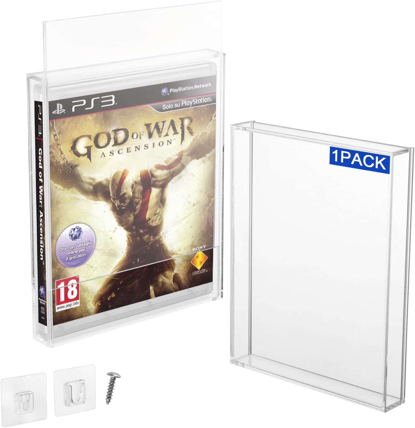 Clear Acrylic Video Game Box Protector Case for PS3, PS4, PS5, and Xbox one Game Case, 3mm Thick Dustproof Wall Storage Holder Game Protective Display Case (Pack of 1)