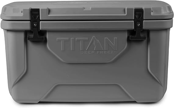 Titan Hard Ice Chest Cooler with Microban Protection - 20 Quarts 30 Can Arctic Zone Cooler with Deep Freeze Insulation - Gray