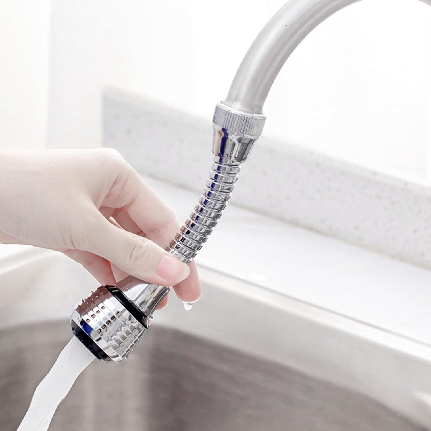 Faucet Sprayer Extender with Hose, 360° Rotatable Tap Attachment, Dual-Mode Water Flow, Anti-Splash Aerator Kitchen Sink Extension