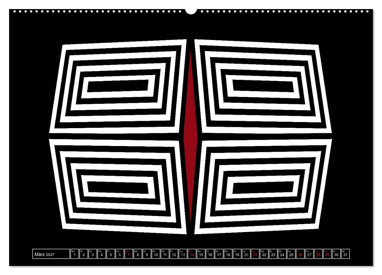 CALVENDO - SCHWARZ, WEIß, ROT (Wandkalender 2027 DIN A2 quer), Monatskalender: Design in schwarz, weiß, rot