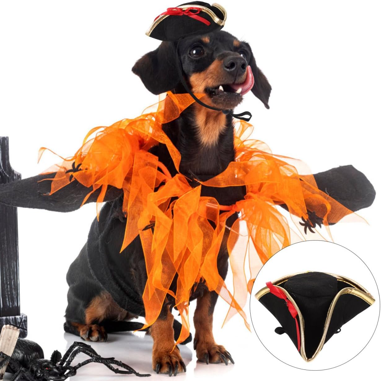 NUOBESTY Pirate Style Dog Hat Halloween Puppy Hat Decorative Cat Accessory Portable Pet Headwear for Photoshoots and Costume Parties