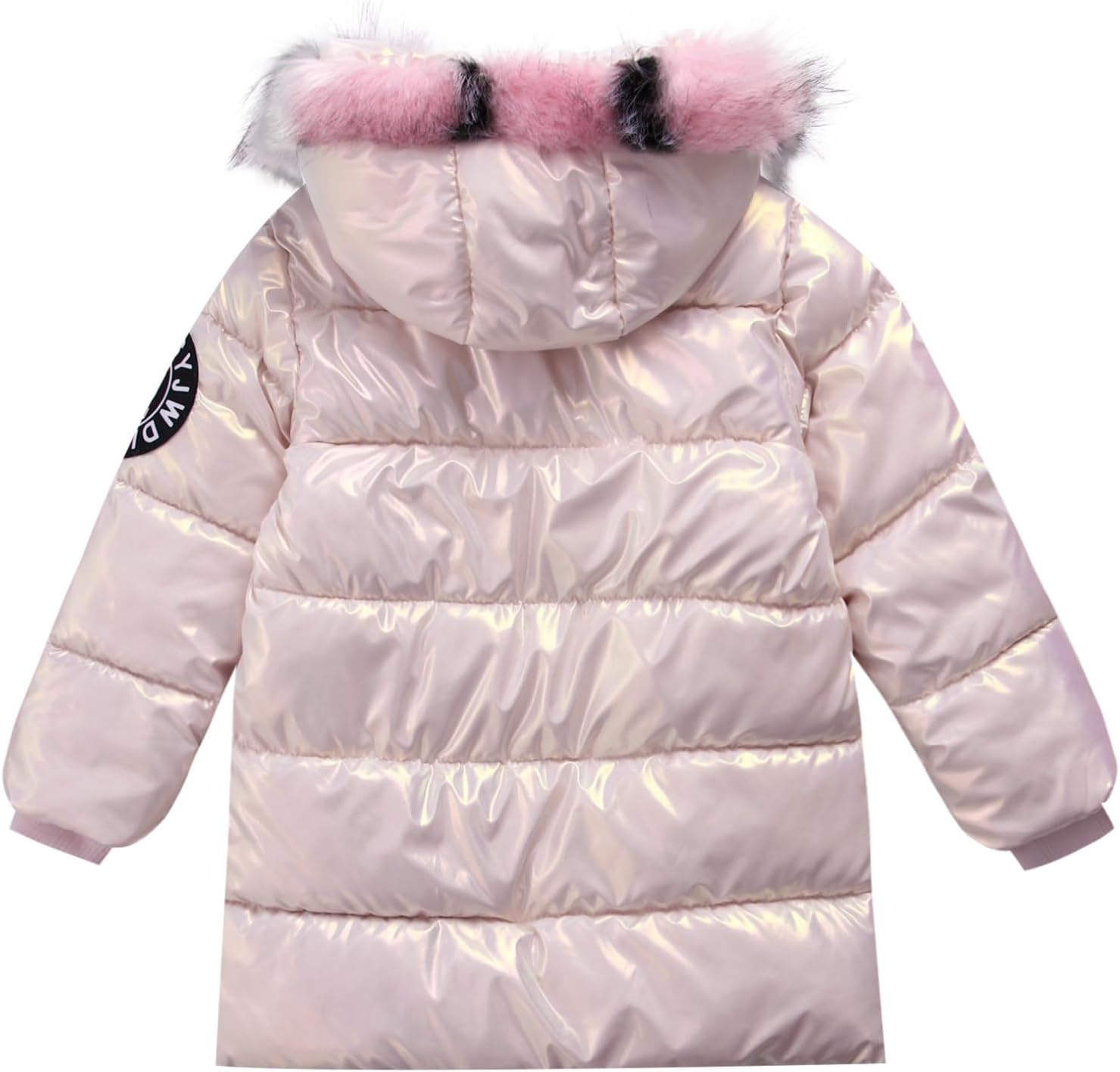 Hularka Kids Girls Shiny Metallic Hooded Puffer Jacket Down-Alternative Warm Coat Waterproof Windproof Snow Outerwear