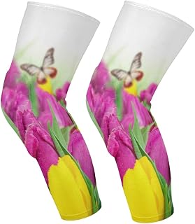 LUNLUMO Tulips and Butterflies Sports Knee-Cap Kneepads Protection for Knees