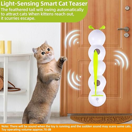 Miniatura 3 de Caterpillar - Juguetes inteligentes para gatos, juguete interactivo de plumas para gatos con sensor de movimiento, juguete para gatos Whirlie para