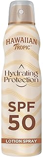 Hawaiian Tropic Hydrating Protection Sunscreen, wasserfeste Sonnencreme mit LSF 50 UVA- + UVB-Schutz, tropischer Duft, mit Sheabutter, 220 ml