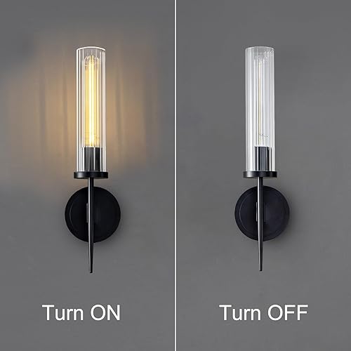 Miniatura 5 de Apliques de pared de latón de 2 luces, apliques de pared de vidrio de 17.7 pulgadas para interiores, apliques de pared dorados para baño, sala de