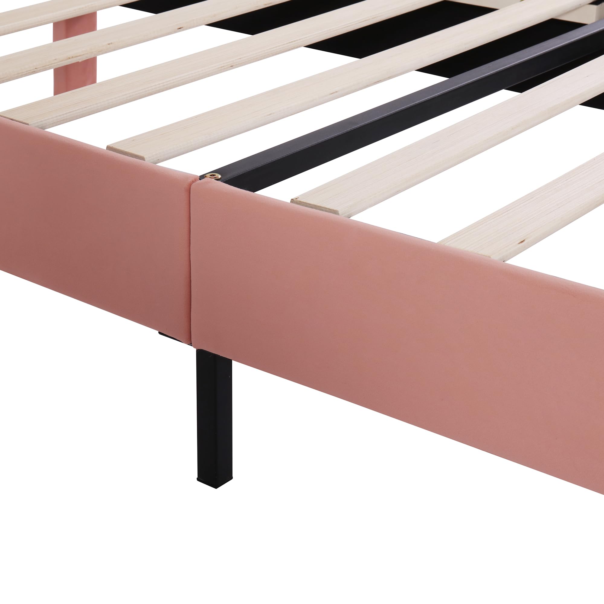 Azkoeesy Letto singolo imbottito per bambini e bambina, 90 x 200 cm, testiera arcobaleno, rivestimento in velluto, rosa