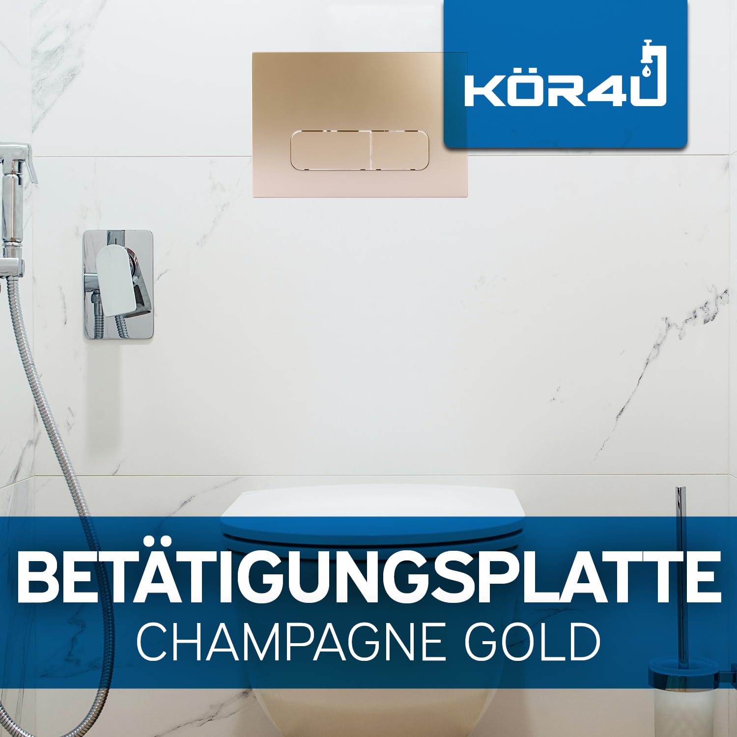 kör4u Plaque de déclenchement pour réservoir de chasse Geberit Sigma UP300, UP320 et Delta UP100, bouton arrondi (champagne doré)