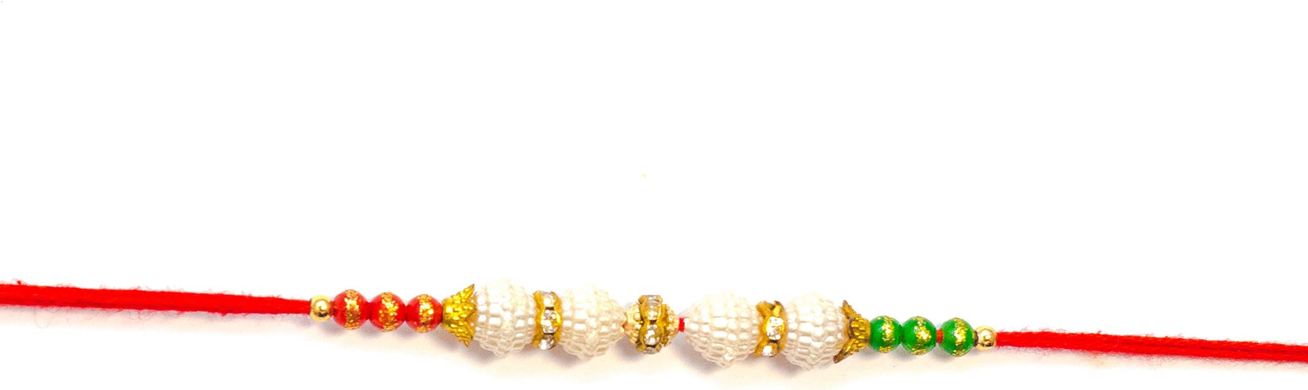 Punjabi Ghasitaram Since 1916 White Pearl Rakhi for Bhaiya Bhabhi