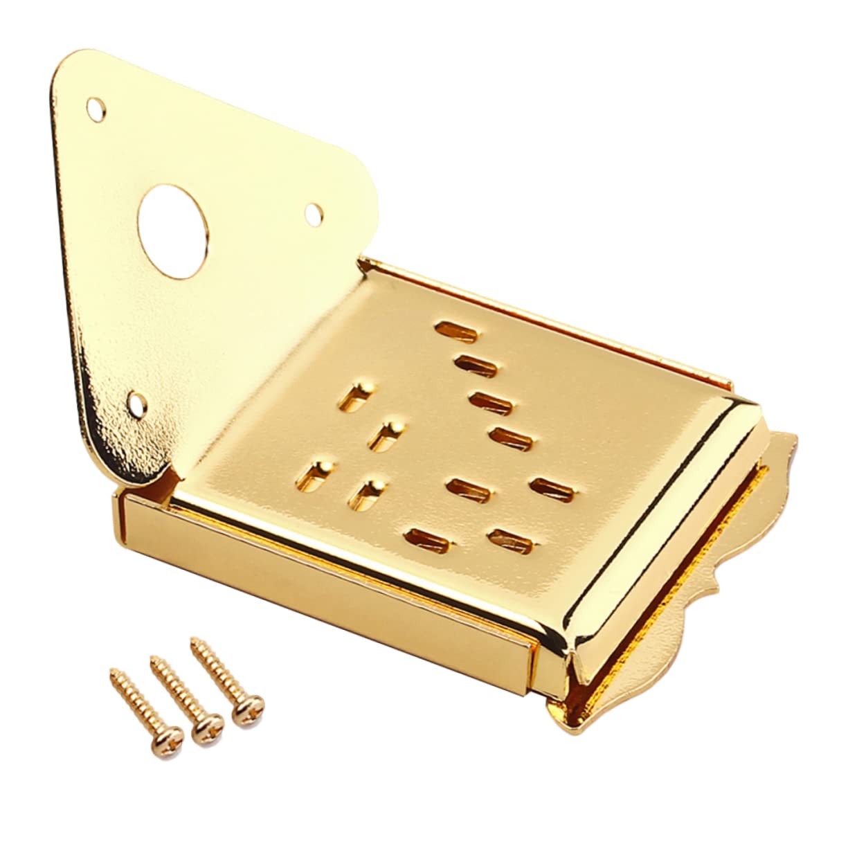 ERINGOGO Metal Triangle Mandolin Tailpiece with Screws Durable Metal Construction for Easy Installation Enhances Tone and Volume Mandolin Accessory Golden Finish