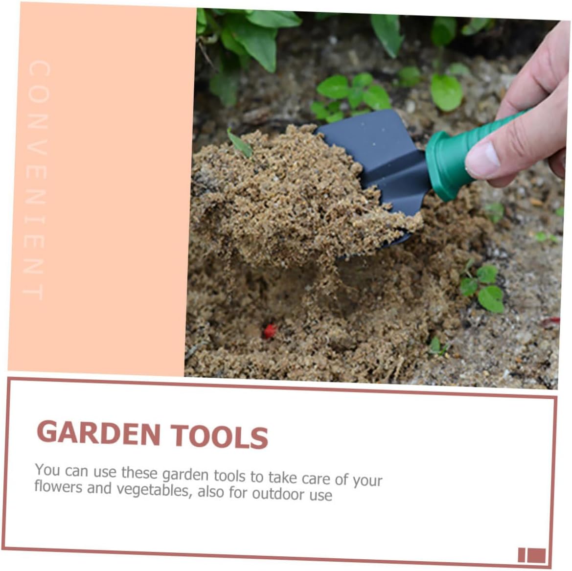 TIDTALEO 5pcs Portable Garden Tool Set with Steel Shovel, Rake, and Pruners in Carrying Case for Outdoor Planting and Gardening Tasks