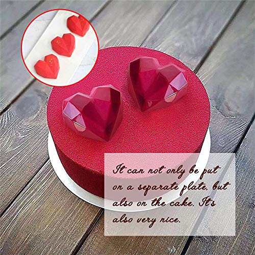 Heart Molds for Chocolate, Reusable Silicone Geometric 3D Diamond Shaped Mold for Baking Chocolate Fondant Wedding Engagement Valentines Day