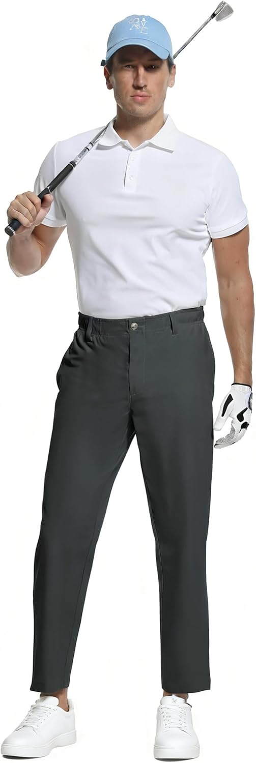 Foucome Men's Golf Pants Slim Fit Work Dress Pants 30“ Lightweight Casual Travel Slacks with Pockets - Image 7