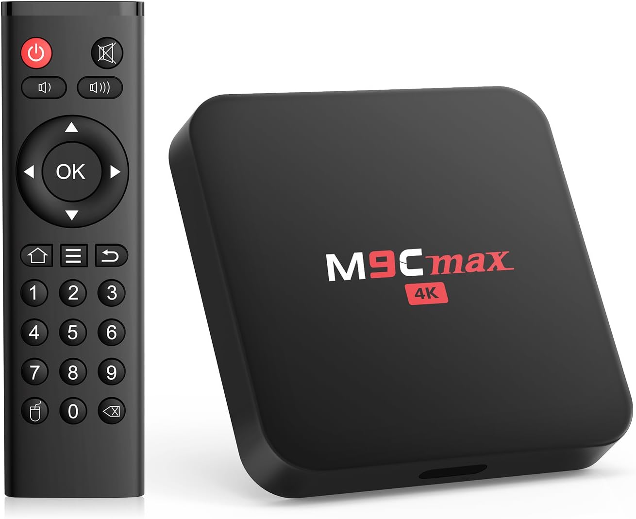 [2GB DRR3/16GB EMMC] Bqeel M9C Max Android 6.0 TV Box Quad-Core A53 Processor 4K HD Output H.265 Hardware Video Decode 10/100M Ethernet WIFI Smart TV Box