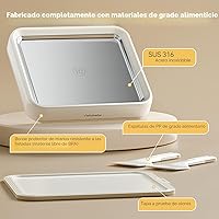 Vista 4 de Máquina de helados enrollados, bandeja de rodillo de helado instantáneo con tapa y 2 espátulas, placa fría de acero inoxidable de grado alimenticio