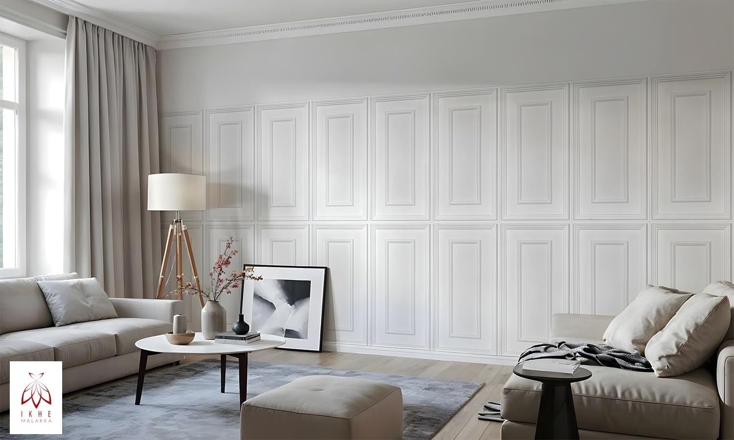 3D Wandpaneele Kunststoff PVC 100x50cm – Italienisches Design – Klassische Zierleistenoptik, Wasserfest, Moderne Rahmen Wandverkleidung für Wohnzimmer, Schlafzimmer & Flur (Weiß TD100) 20 Stück