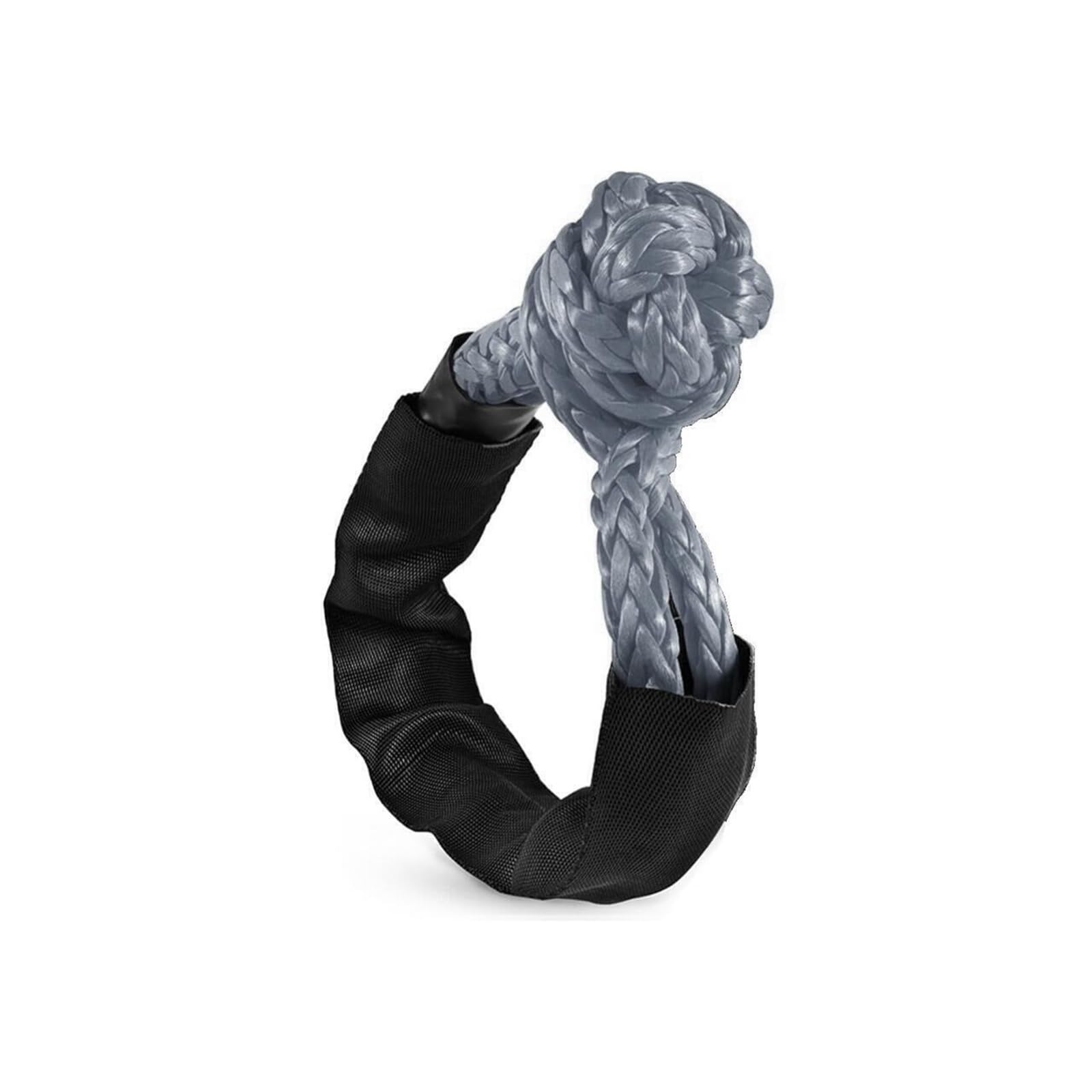 Winch Rope, Heavy Duty Soft Synthetic Shackle Rope Shatter Resistant Shackles for Winch Towing(15 Ton Gray)