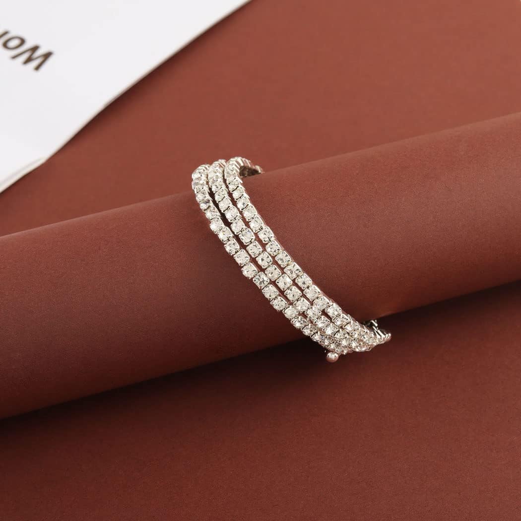 Jovono Rhinestone Arm Cuff Layered Crystal Upper Armband Open Cuff Dainty Arm Jewelry For Women(1Pcs)