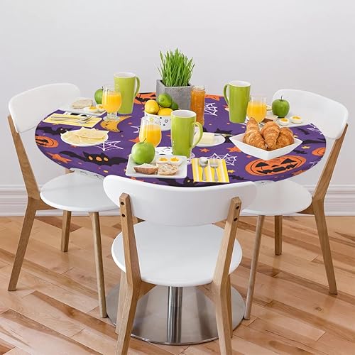 Vista 253 de Pardick Mantel redondo ajustable con diseño de flores de arte en acuarela con mantel elástico, mantel elástico redondo, impermeable, lavable, se