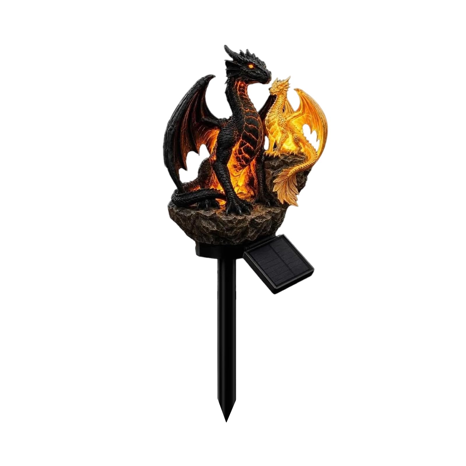 Solar Dragon Garden Ornaments with Solar LED Lights, Solar Powered Warm Glow Dragon Solar Lights Outdoor Garden Figurine Statue Gifts, Outdoor Lawn Patio Pathway Decor, Yard Ornament
