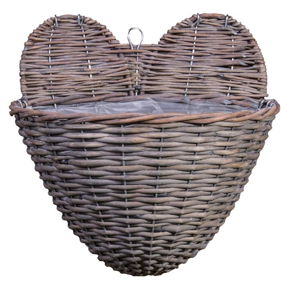 FabFinds Rustic Heart Hanging Basket Indoor Outdoor Garden Woven Planter Large 12” (1)