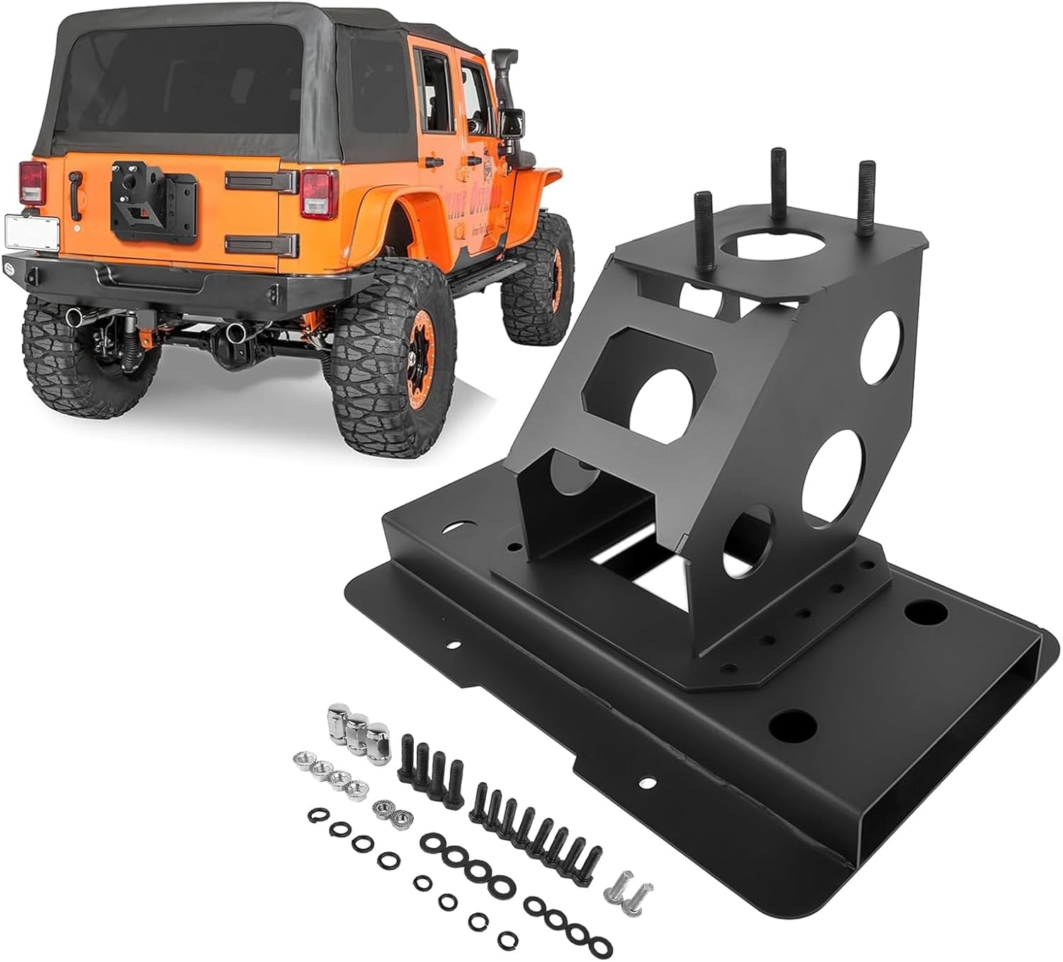 Spare Tire Carrier up to 40 inches Wheel Holder Rack Replacement for 2007-2018 Jeep Wrangler JK JKU Unlimited 2/4 Doors Heavy Duty Adjustable Spare Tire Lift