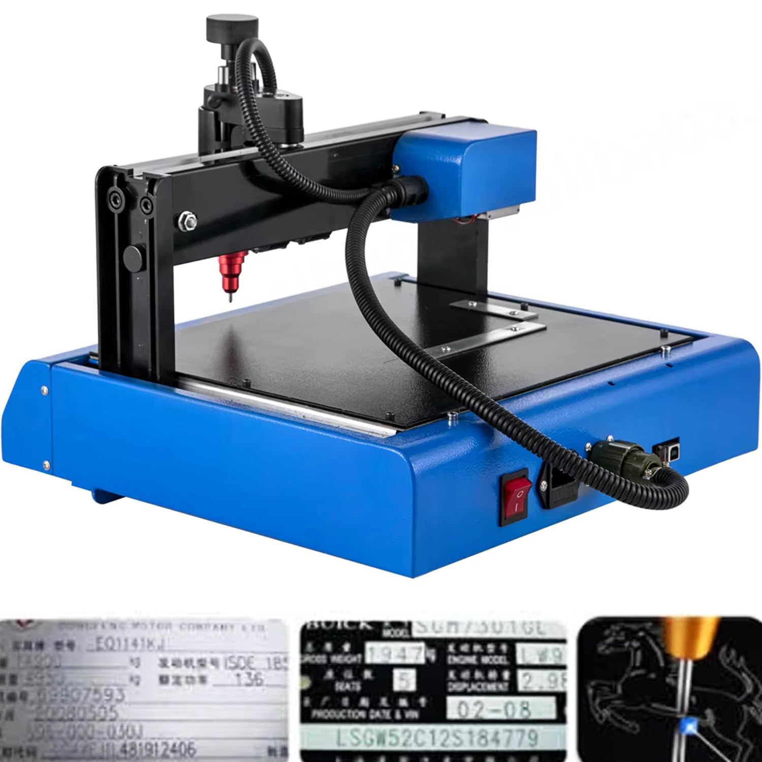 Máquina de grabado eléctrica portátil de metal, marcador de 400 W para placas de identificación y matrículas, graba acero inoxidable, plástico duro, 0,05-2 mm de profundidad