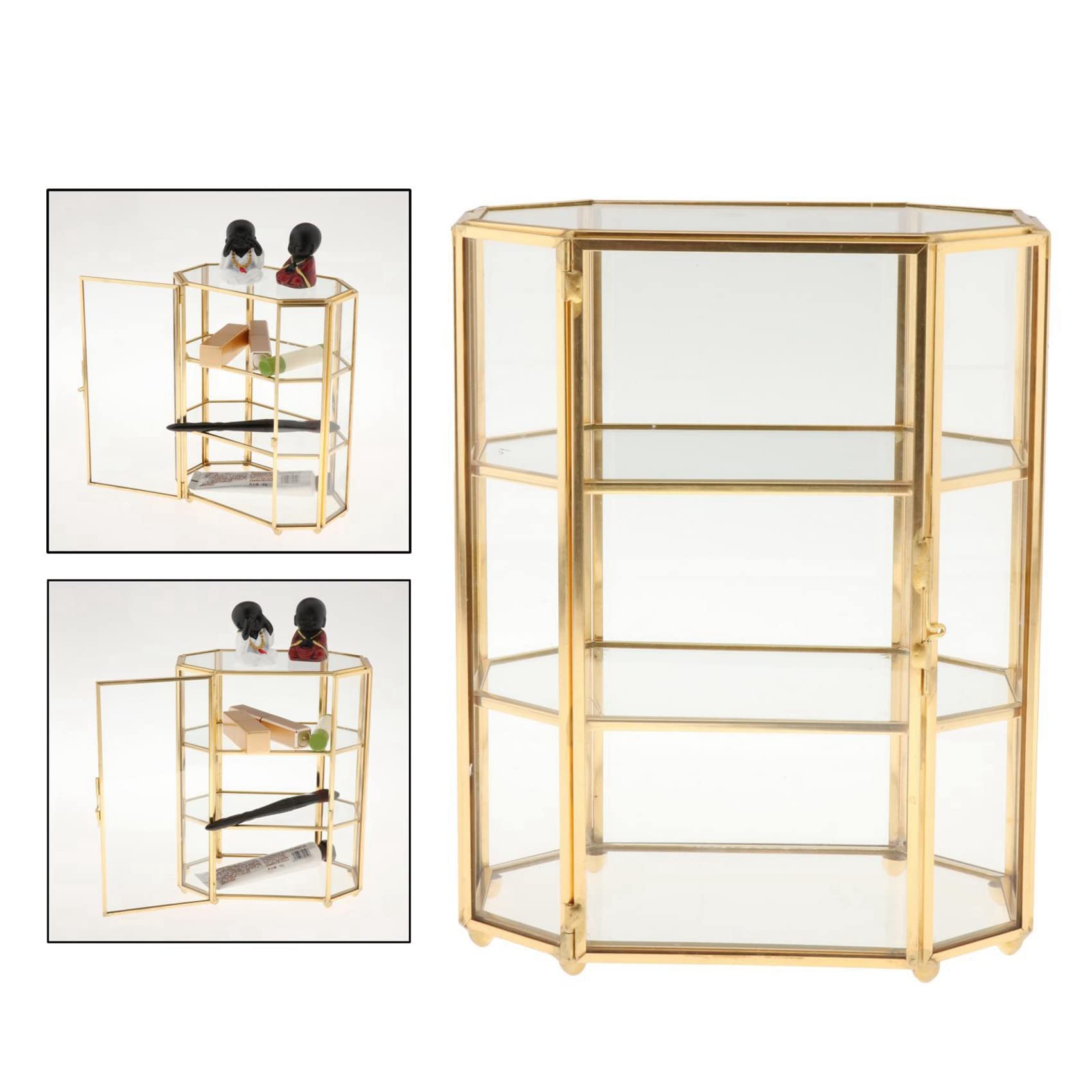 2X 3-Tier Jewelry Box Vetro Trucco Organizer Jewelry Box Multifunzione Display Case per Toeletta Decorazione