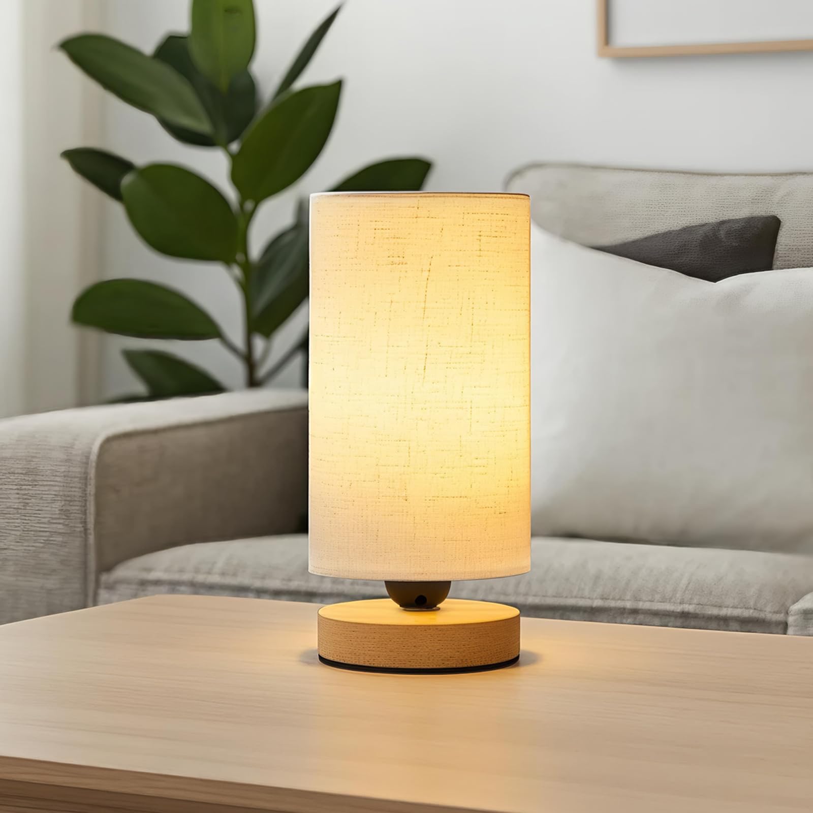 BREEZENEST Small Table Lamp for Bedroom β Minimalist Bedside LED Lamp with Adjustable Color Temperature, Flicker-Free Eye-Friendly Lighting for Desk, Bedroom & Living Room (Round, 1)