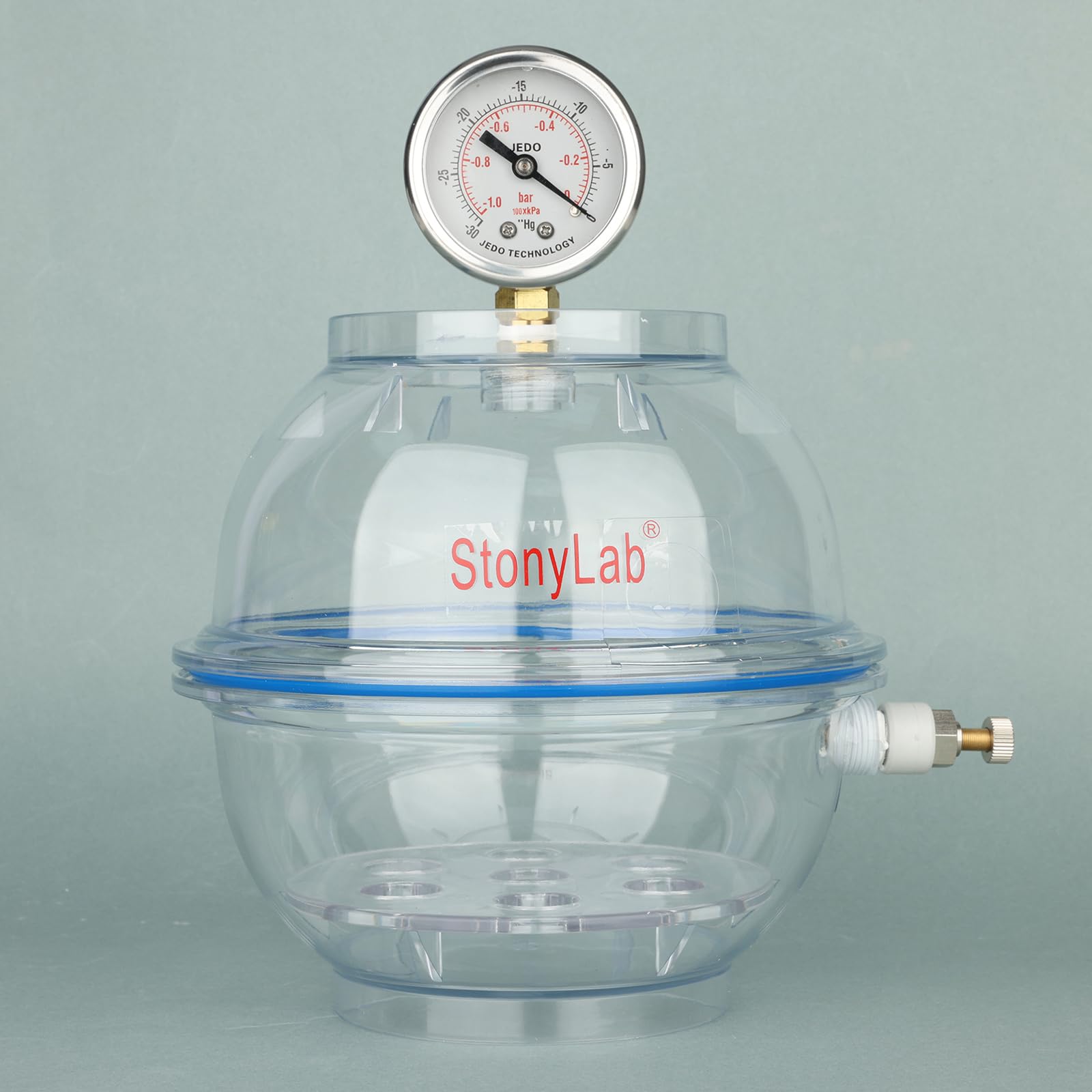 stonylab Essiccatore Sottovuoto in PC, Materiale Rinforzato, Guarnizione in Silicone Affidabile, Sistema a Valvola Singola, Manometro Incluso, Diametro 150 mm, Ideale per Laboratorio