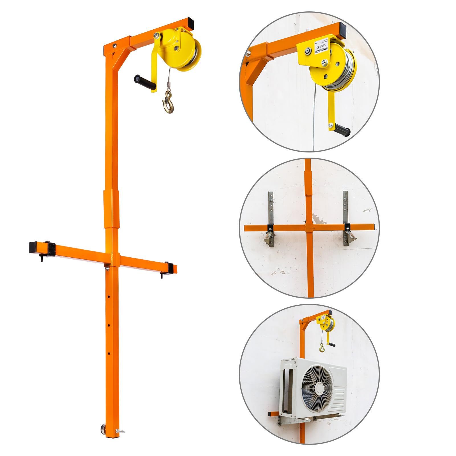 Herramienta de elevación de acero inoxidable para instalación exterior de aire acondicionado, herramienta de elevación con gancho, polea y cuerdas de 15 m