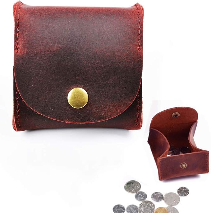 Juland Rustic Leather Moon Pocket Coin Case Genuine Leather Squeeze Coin Purse Pouch Change