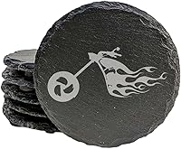 Vista 20 de Prepara tu decoración: posavasos únicos para motocicleta en pizarra natural, pizarra cuadrada, juego de 5