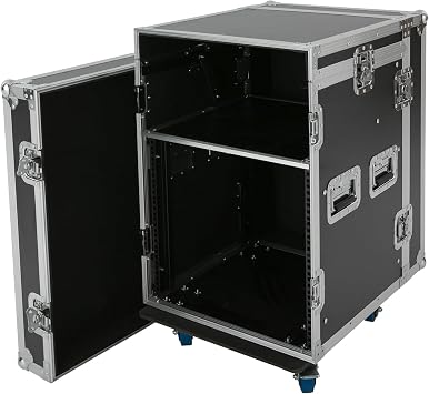 10U PA Server Rack Audio Rack Case 2 Tiers Studio Rack Mobile Flight Case Frame Server Rack DJ Table with Wheels DJ Equipment DJ Rack for Studios Theatres KTVs