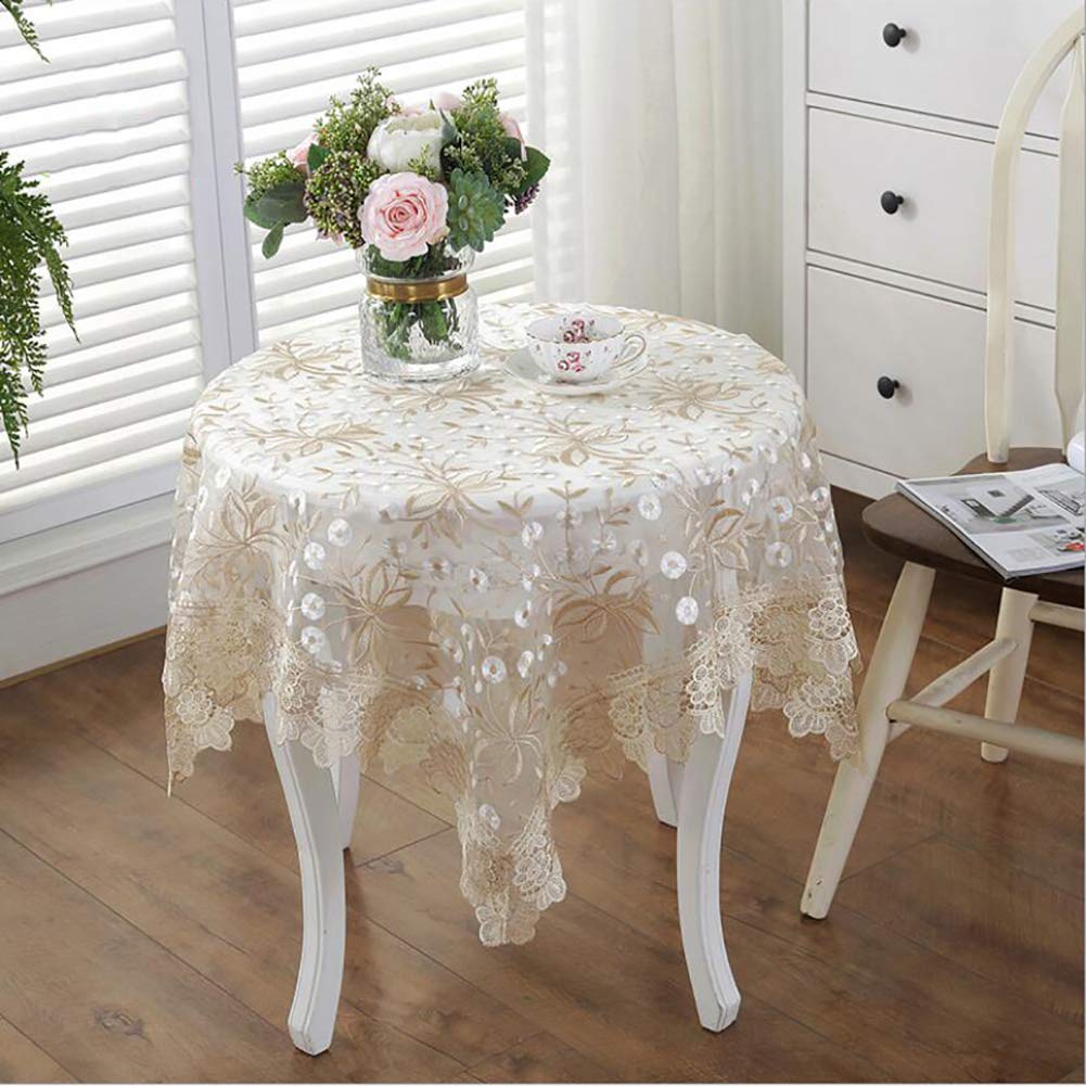 VDLLQYN， Vintage-Spitzentischdecken, Elegante bestickte Tischdecke mit Blumenmuster, Makramee-Tischdecke, rechteckige runde Nachttischabdeckung ，Tischtücher(A,85x85cm(33x33inch))