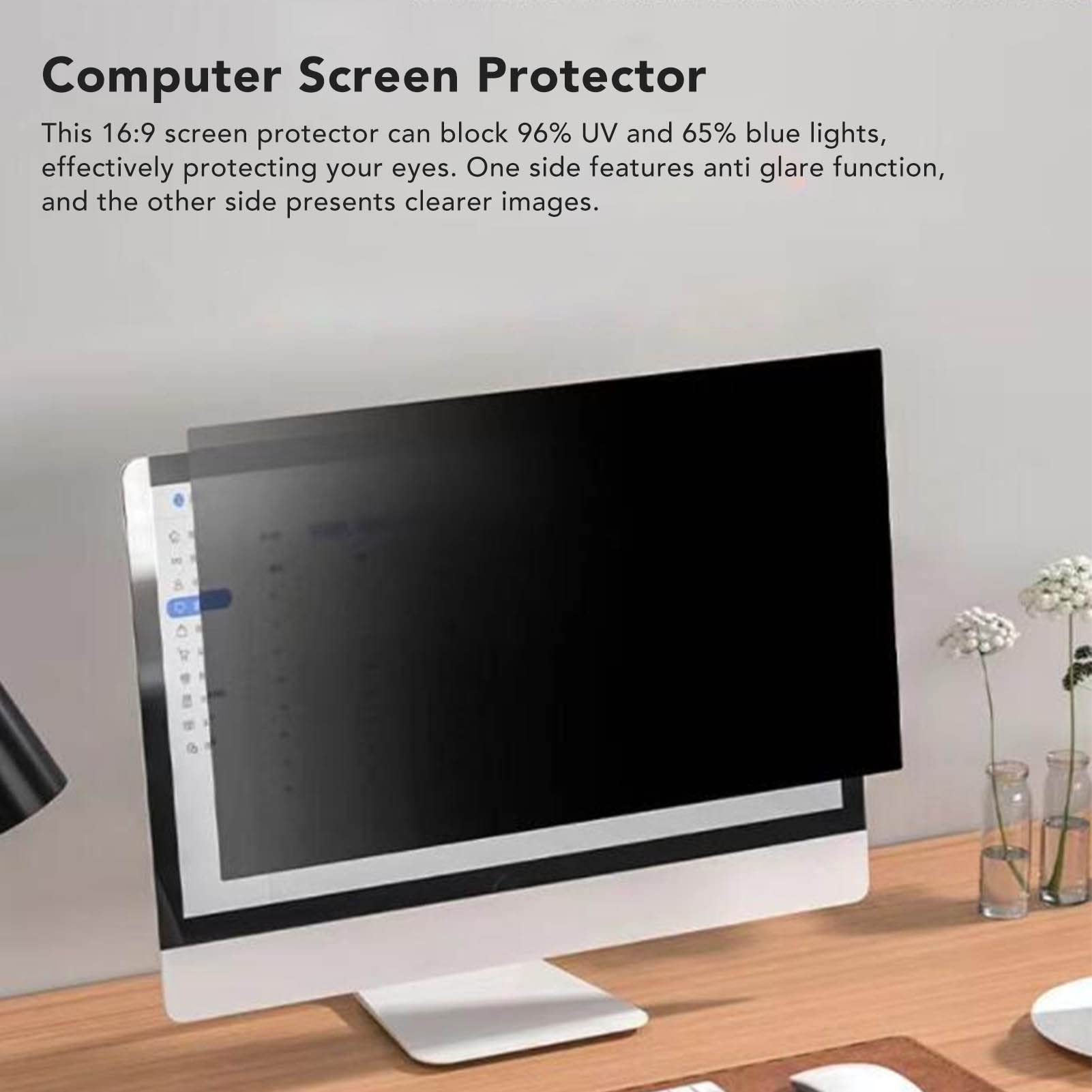 Yctze Filtro de Pantalla de Privacidad para Computadora, 27 Pulgadas para Monitor de Pantalla Ancha 16: 9, Pantalla Privada para PC, Anti Azul y Deslumbramiento, Película Protectora