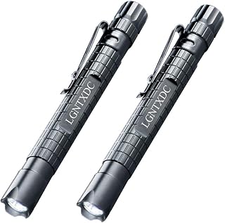 LGNTXDC LED Pen Light, 2 Pcs Ultra-Bright Aluminum Small AAA Mini Flashlights Tactical Penlight with Pen Clip, Non-Slip Waterproof IPX4 Pocket-Size, XDC140 Pro