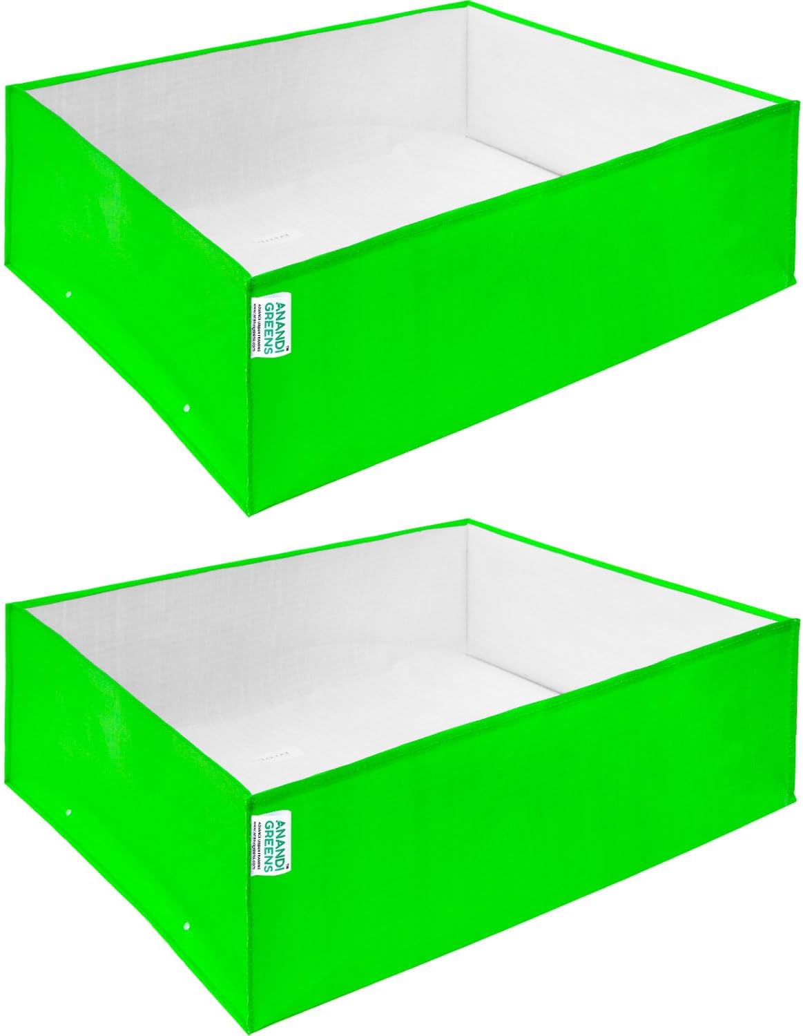 Anandi Green's Premium HDPE UV Protected 260 GSM Square Shaped Green Colour Plants Grow Bags Suitable for Terrace and Vegetable Gardening (Pack of 2, 24X18X9 INCH)