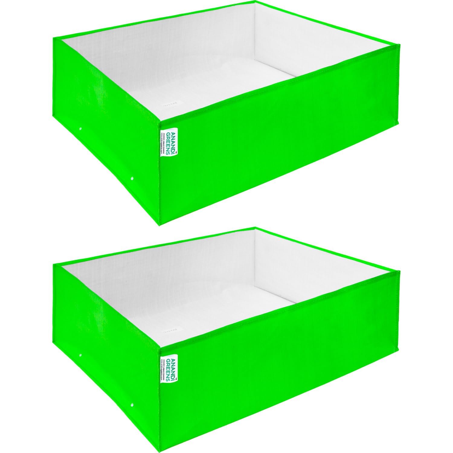 Anandi Green's Premium HDPE UV Protected 260 GSM Square Shaped Green Colour Plants Grow Bags Suitable for Terrace and Vegetable Gardening (Pack of 2, 24X18X9 INCH)