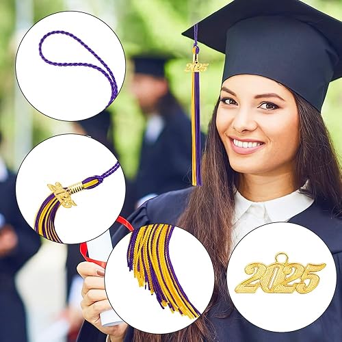 Vista 91 de Borla 2025, 1 unidad, borla de graduación para graduados 2025, borla 2025 con dijes de fecha dorada 2025 para fiestas de graduación, ceremonias