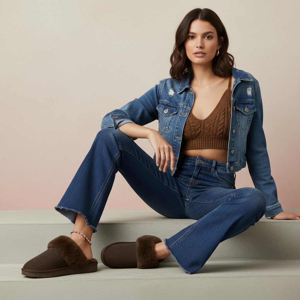 CUSHIONAIRE Hush Cozy Womens Slippers with Faux Fur Lining - Slip On Comfortable Mule House Slippers for Women Indoor and Outdoor