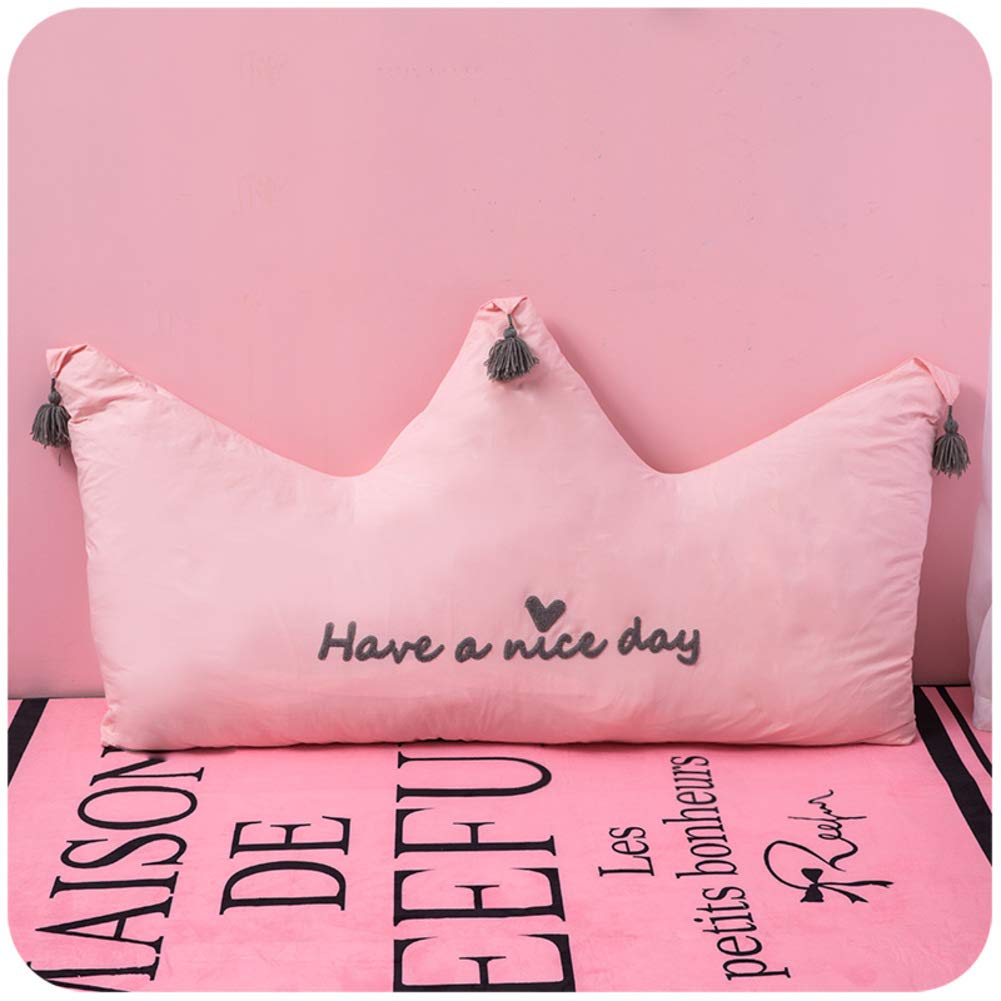 PeiQiH Cotton Bed rest pillow,Crown Cushions upholstered,Bed backrest pillow Embroidery Protective waist Removable cover-D 150x80cm(59x31inch)