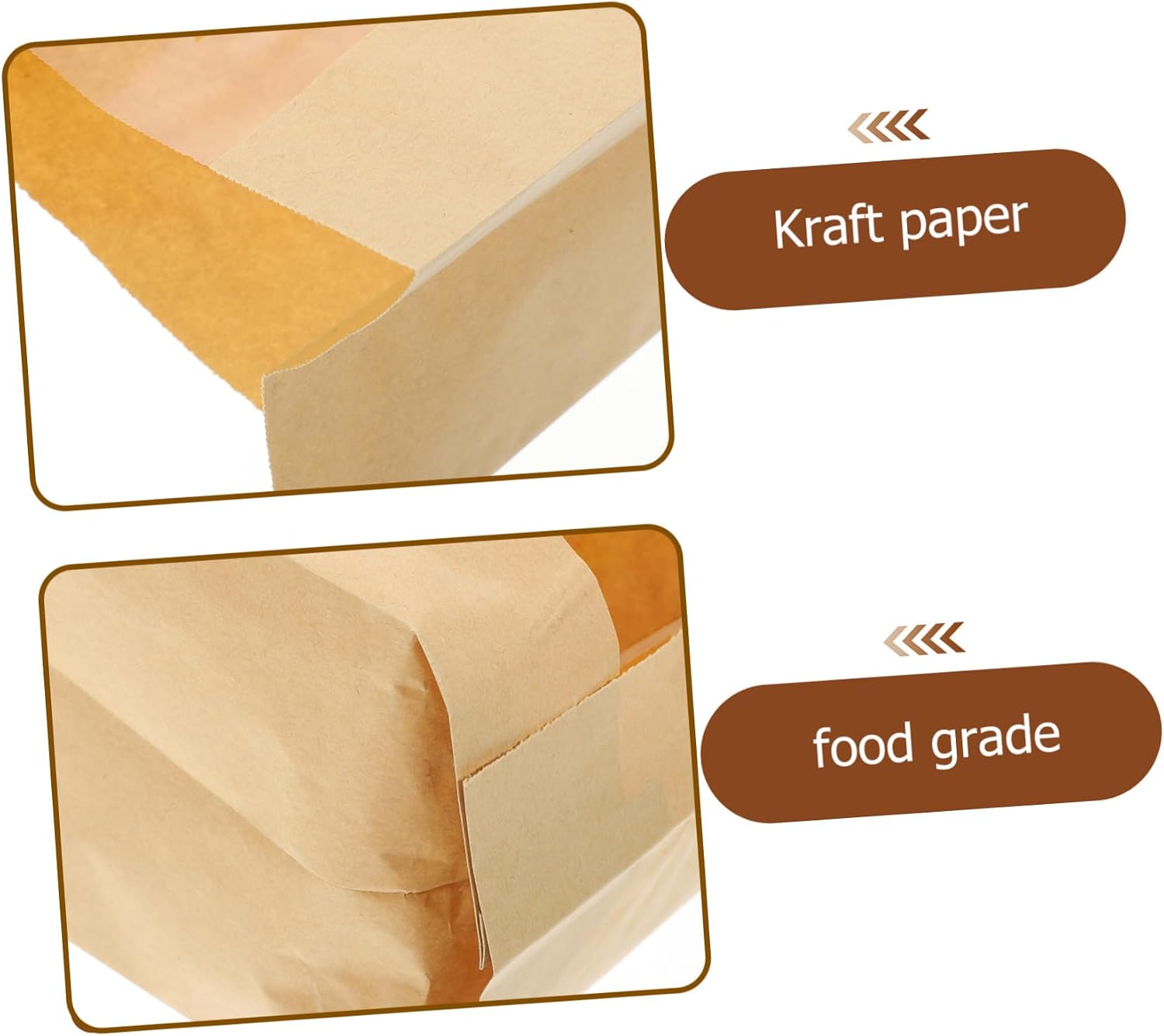 COLLBATH 100pcs Homemade Bread Storage Bags Kraft Paper Bakery Bag Window Food Wrap