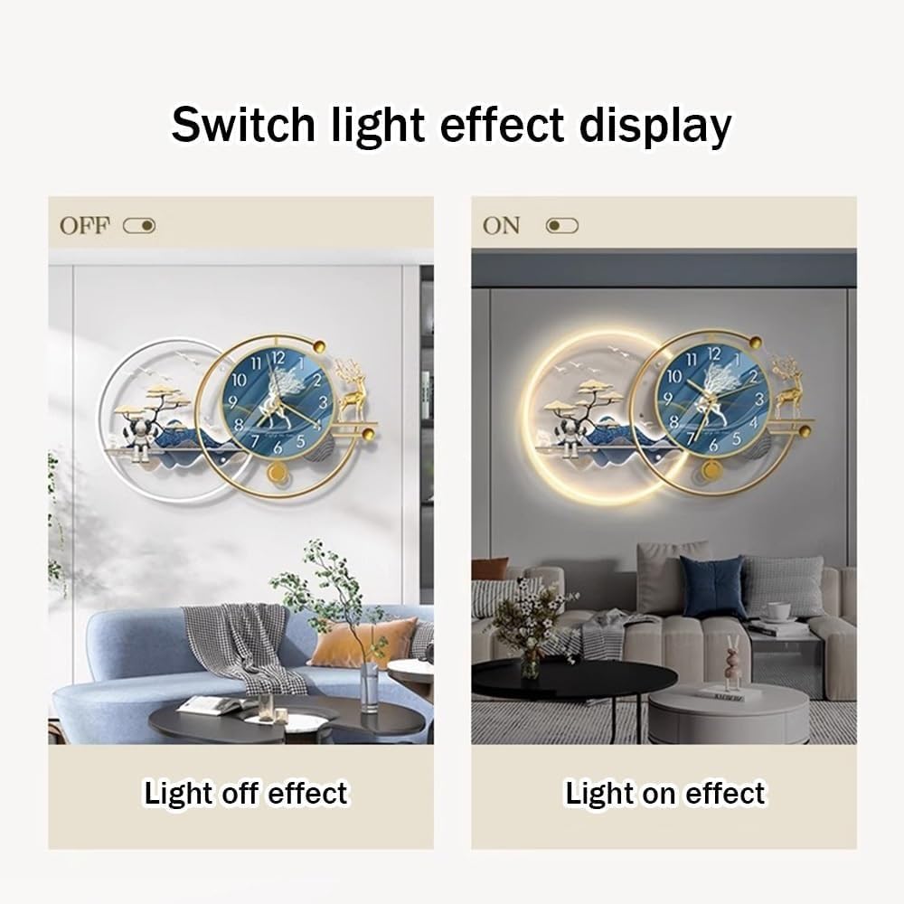 Horloge Murale 3D en métal illuminée par LED avec Design ajouré, décoration d'art Moderne pour Chambre et Salon, 105 cm (41,3 Pouces),41.3in