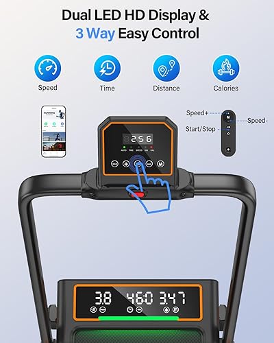 Miniatura 3 de Walking Pad Treadmill with 15% Incline & Dual LED Display, 4 in 1 Walking Pad with Handle Bar, 3.5HP Foldable Treadmill with Incline, Treadmills for