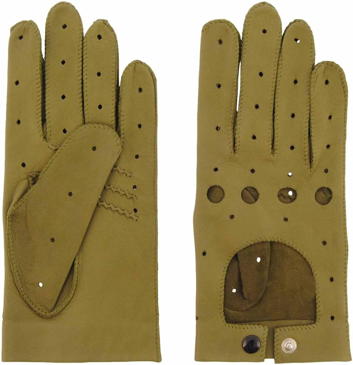 PAULA ALONSO PA Leather Gloves with Fingers for Driving Size: 80 Color: Green