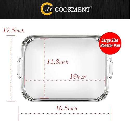 Miniatura 9 de JY COOKMENT Sartén ovalada esmaltada de 19 pulgadas con tapa abovedada, ideal para asar pavo, pollo, cordero, verduras, apto para lavavajillas, se