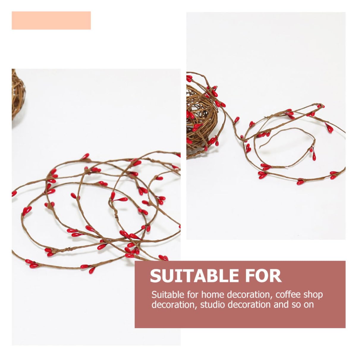 3 Series Guirnalda De Baya Roja Artificial para Decoración Navideña DIY Rattan Simulado De Baya Roja Adornos De Navidad para Interiores Y Exteriores Metros De 4 Piezas X 3