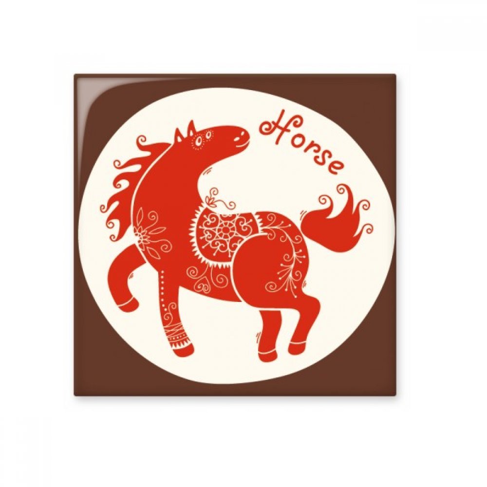 Carreaux de céramique zodiaque de la Chine cheval rouge brillant pour mur en pierre