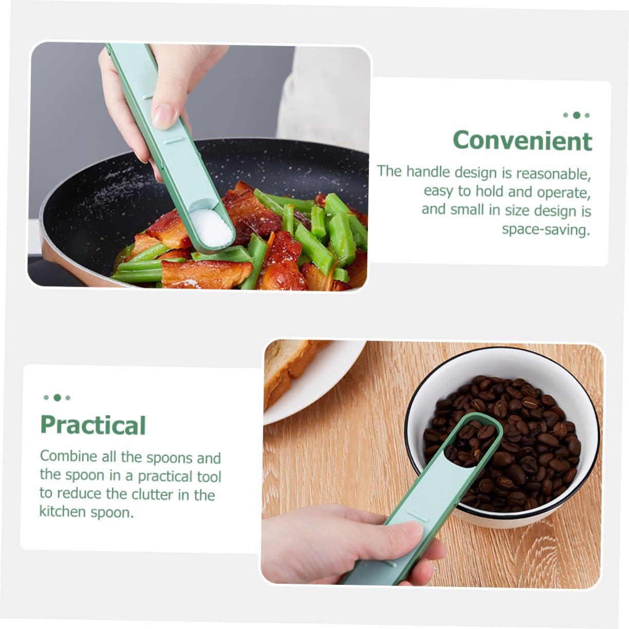 ABOOFAN 5sets Adjustable Double End Measuring Scoop for Coffee and Sugar Precision Kitchen Tool with Scale for Milk Powder and Baking Ingredients Space Saving Design 2pcs*5